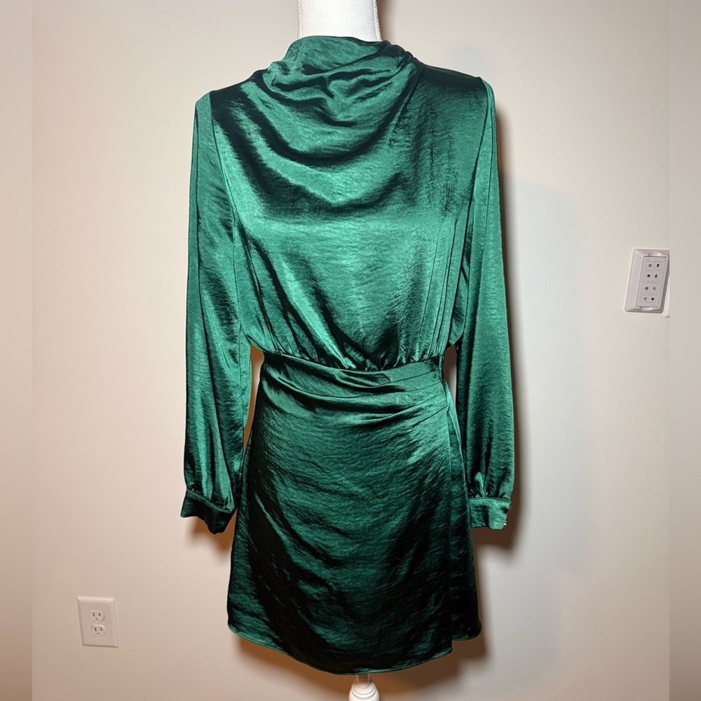VICI Satin Long Sleeve Mini Dress